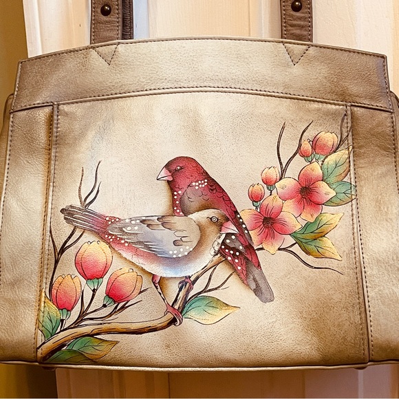 🪿NWOT! Anna by Anuschka Retired Summer Tryst Hand Painted  Leather Hobo. - Picture 1 of 16
